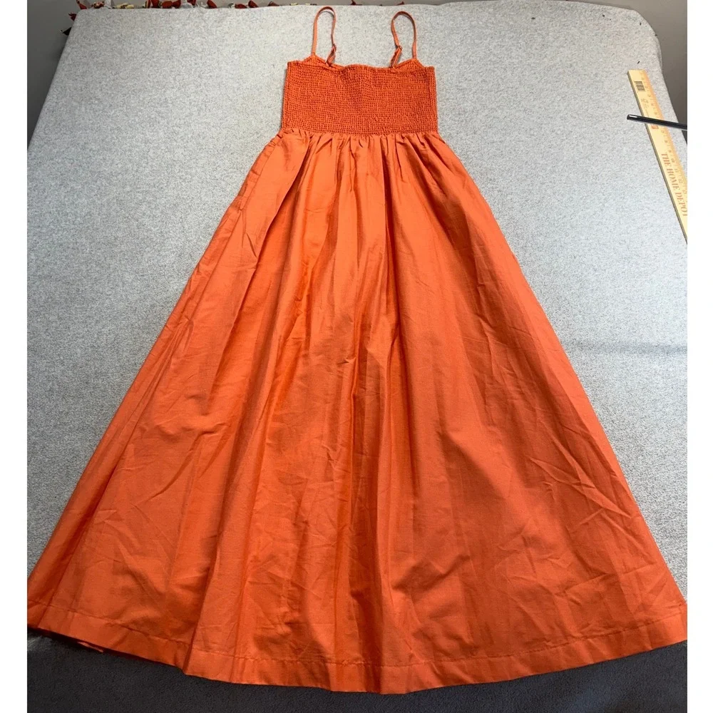 Abercrombie & Fitch Sydney Maxi Dress Womens XS Orange Smocked Bodice Boho Flowy